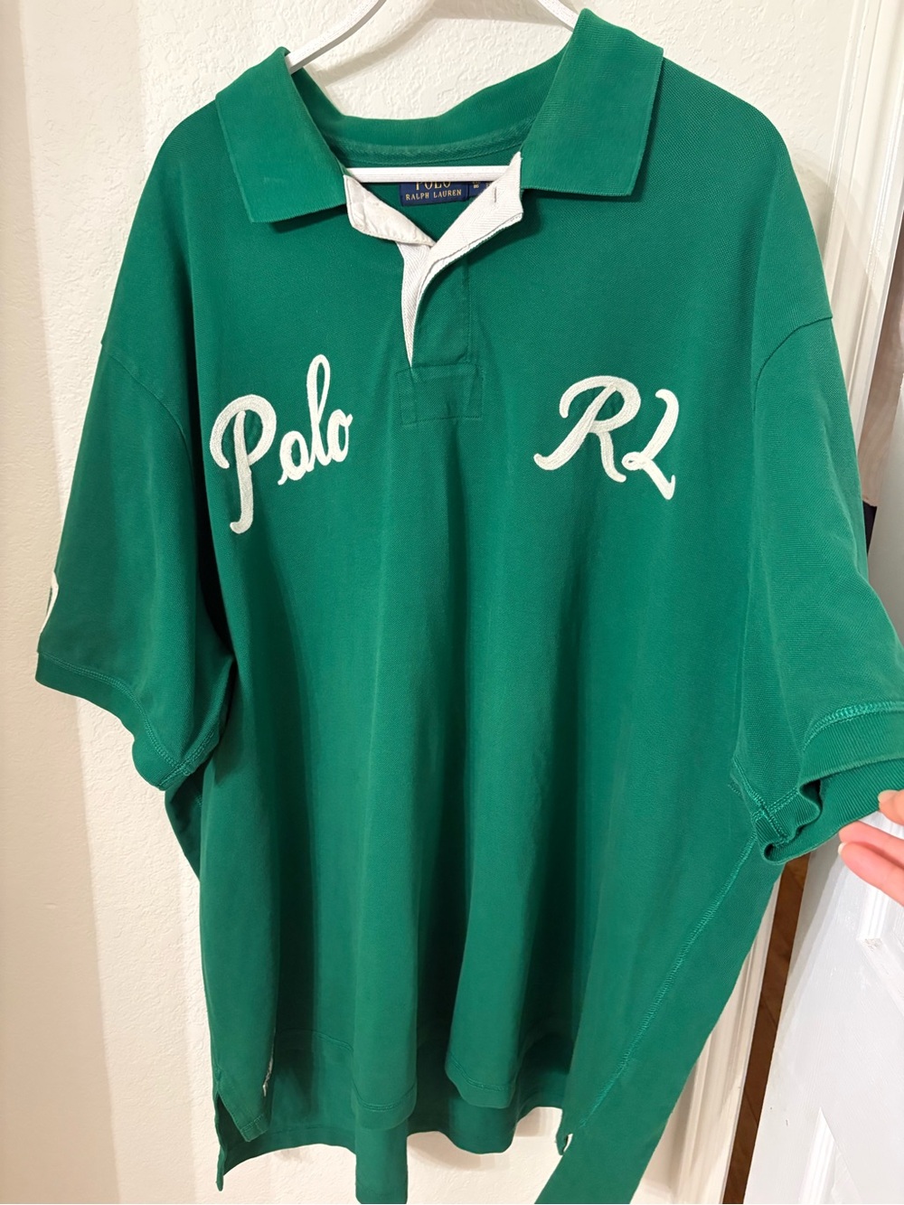 Polo Ralph Lauren Men’s Rugby shirt Green 4XB Big Tall 67 sleeve patch